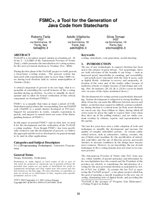 (PDF) FSMC+, a tool for the generation of Java code from statecharts