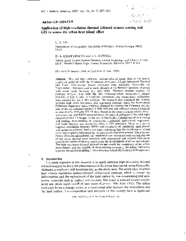 (PDF) Application of high-resolution thermal infrared remote sensing ...