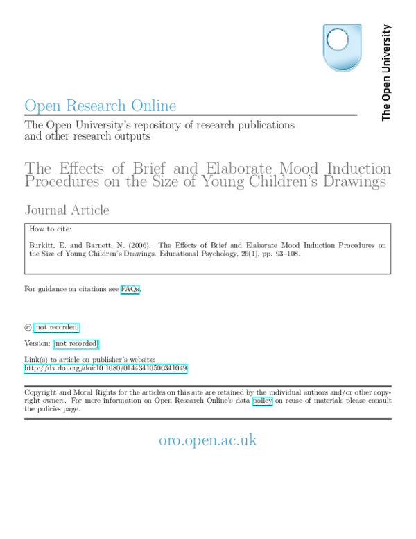 (PDF) The Effects of Brief and Elaborate Mood Induction Procedures on ...