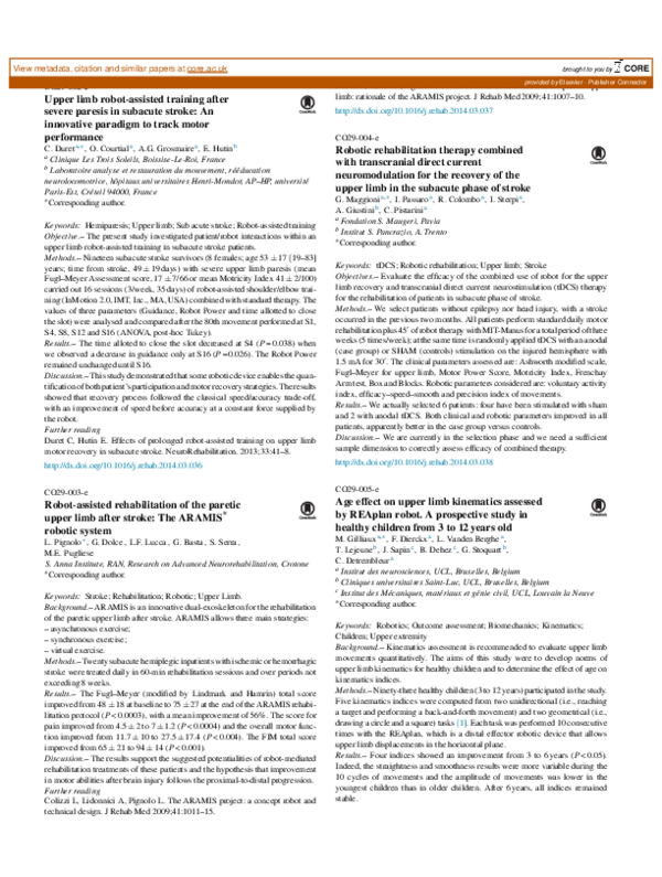 (PDF) Robot-assisted rehabilitation of the paretic upper limb after ...