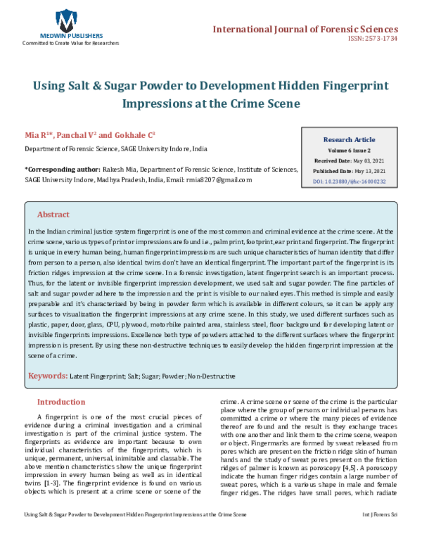 (PDF) Using Salt & Sugar Powder to Development Hidden Fingerprint ...