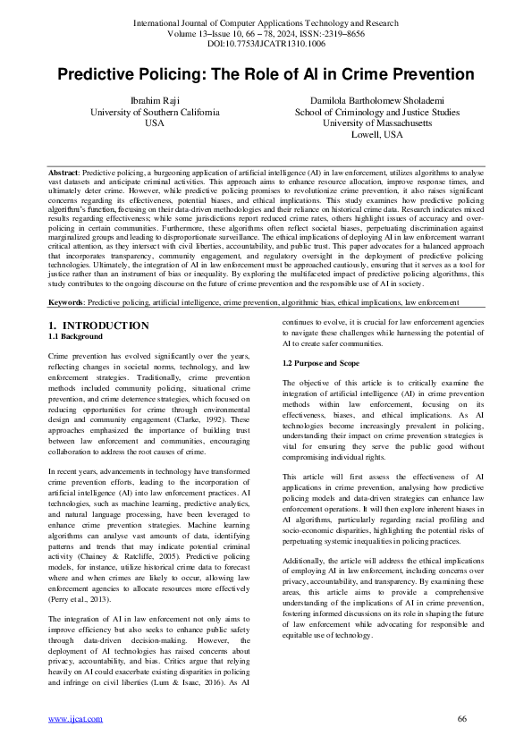 (PDF) Predictive Policing: The Role of AI in Crime Prevention