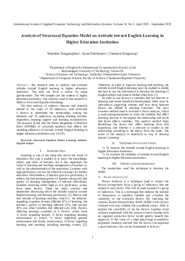 (PDF) Analysis of Structural Equation Model on Attitude toward English ...