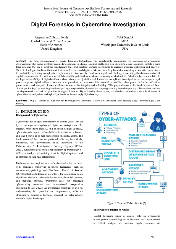 (PDF) Digital Forensics in Cybercrime Investigation