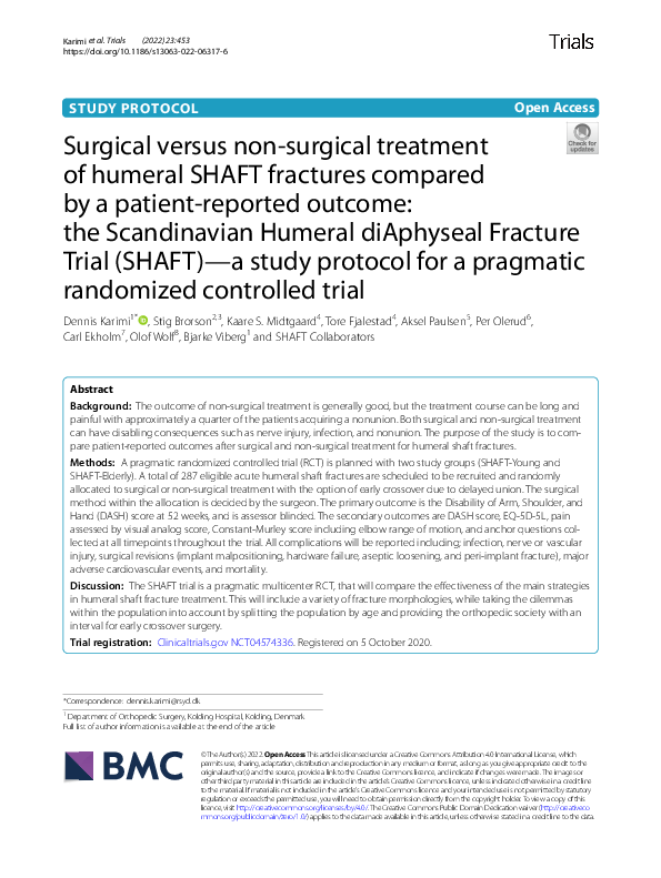 (PDF) Surgical versus non-surgical treatment of humeral SHAFT fractures ...