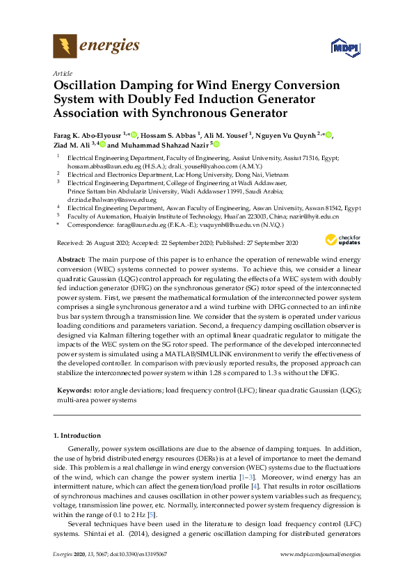 (PDF) Oscillation Damping for Wind Energy Conversion System with Doubly ...