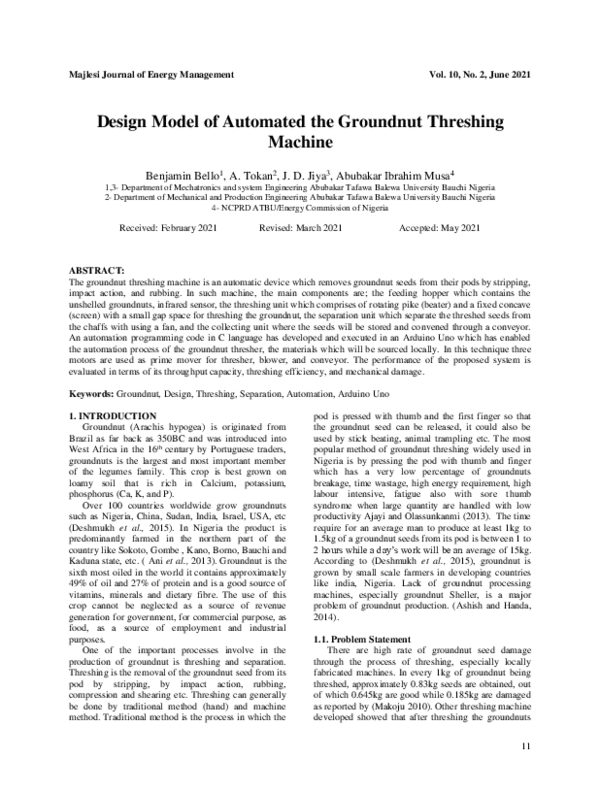 (PDF) Design Model of Automated the Groundnut Threshing Machine
