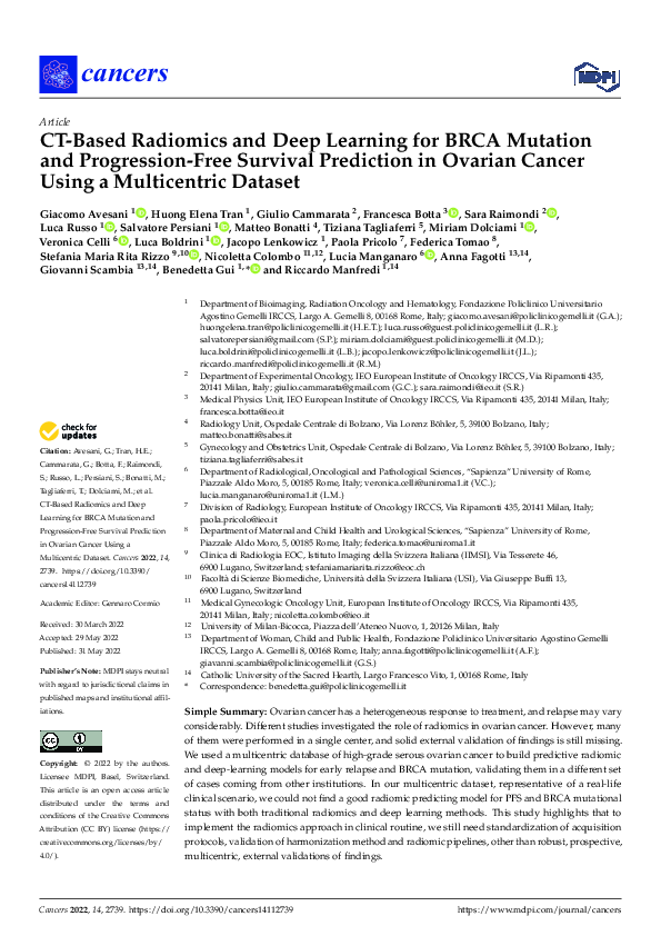(PDF) CT-Based Radiomics and Deep Learning for BRCA Mutation and ...