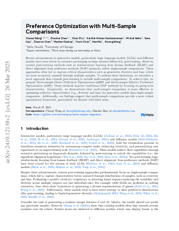 (PDF) Preference Optimization with Multi-Sample Comparisons