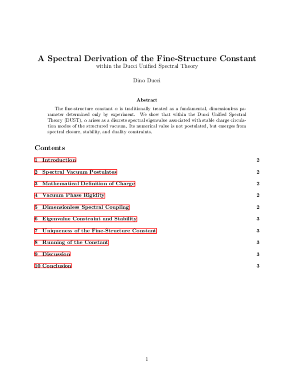 (PDF) A Spectral Derivation of the Fine-Structure Constant within the ...