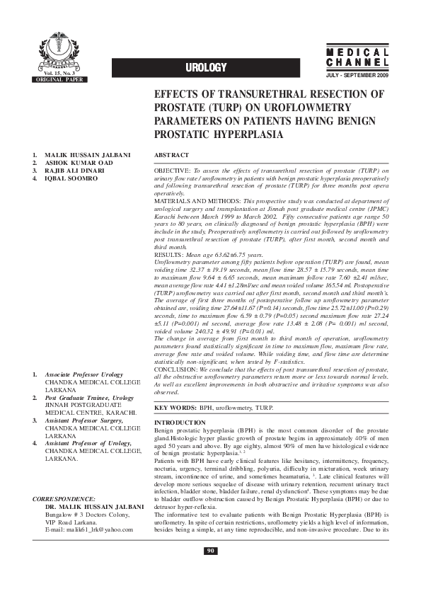(PDF) Effects of Transurethral Resection of Prostate (Turp) on ...