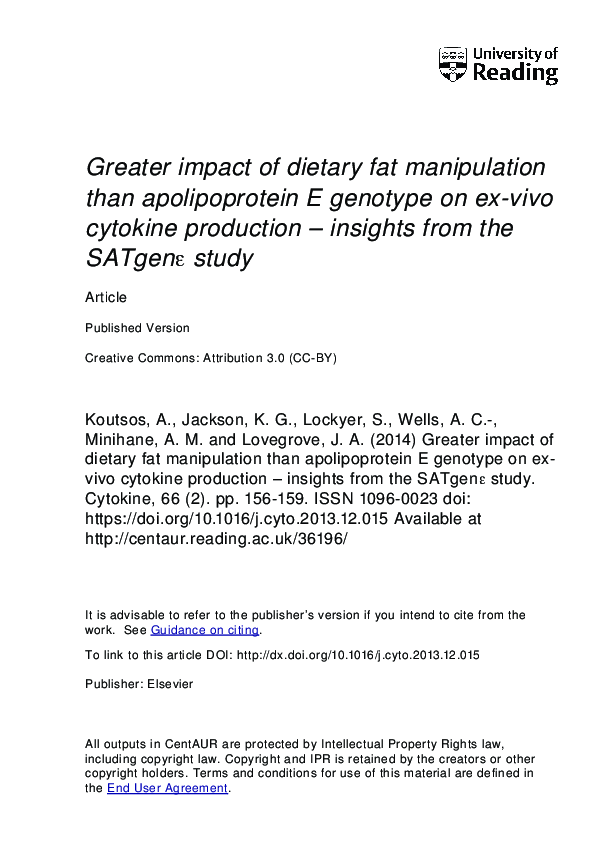 (PDF) Greater impact of dietary fat manipulation than apolipoprotein E ...