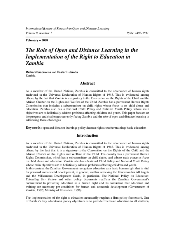 (PDF) The Role of Open and Distance Learning in the Implementation of ...
