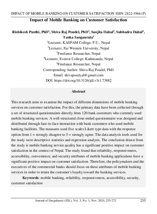 (PDF) Impact of Mobile Banking on Customer Satisfaction