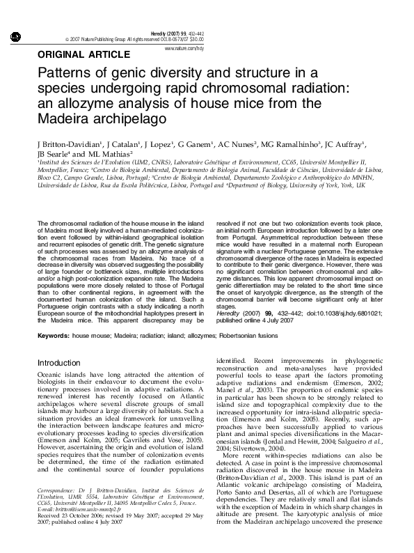 (PDF) Patterns of genic diversity and structure in a species undergoing ...