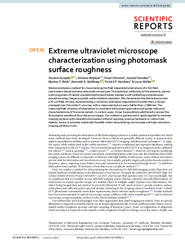 (PDF) Extreme ultraviolet microscope characterization using photomask ...