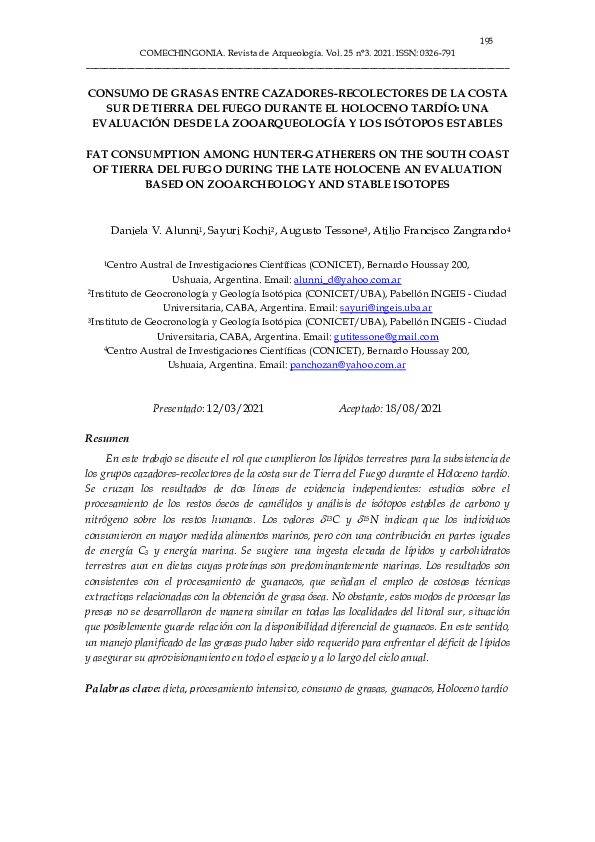 (PDF) El consumo de grasas entre cazadores-recolectores de la costa sur ...