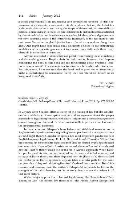(PDF) Law, Plans, and Reasons for Action (Review of Scott Shapiro ...