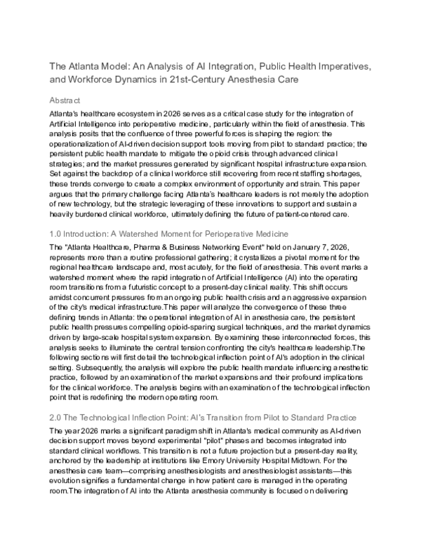 (PDF) The Atlanta Model: An Analysis of AI Integration, Public Health ...