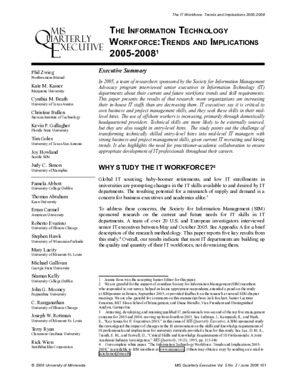 (PDF) The Information Technology Workforce: Trends and Implications ...