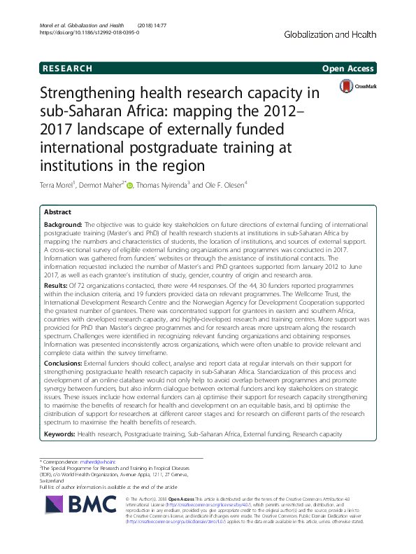 (PDF) Strengthening health research capacity in sub-Saharan Africa ...