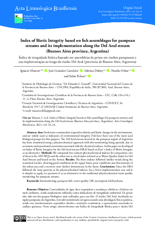 (PDF) Index of Biotic Integrity based on fish assemblages for pampean ...