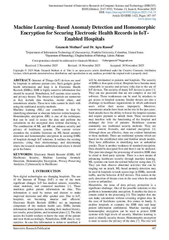 (PDF) Machine Learning-Based Anomaly Detection and Homomorphic ...