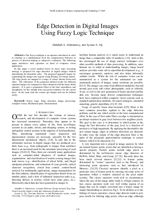 (PDF) Edge Detection In Digital Images Using Fuzzy Logic Technique