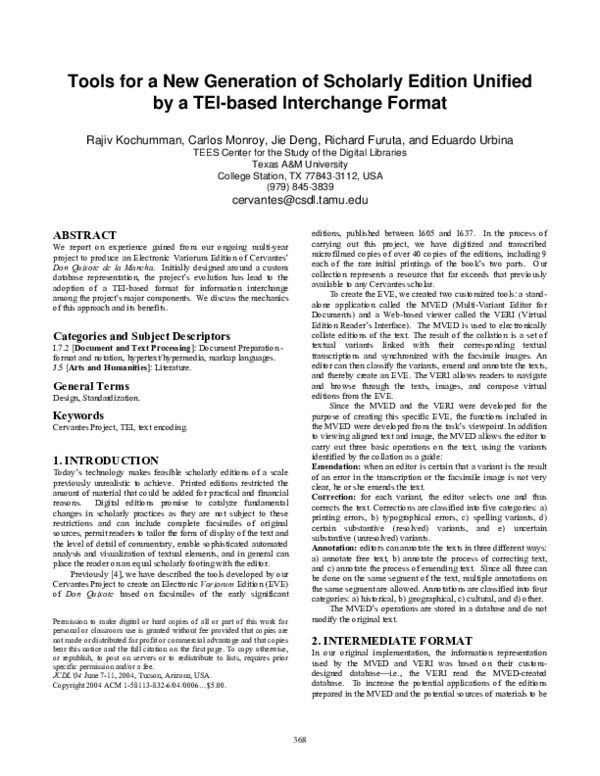 (PDF) Tools for a new generation of scholarly edition unified by a tei ...