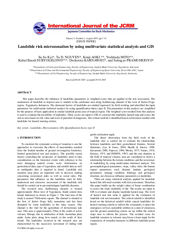 (PDF) Landslide risk microzonation by using multivariate statistical ...