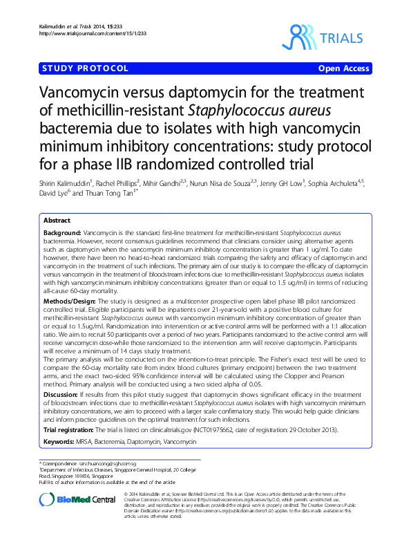 (PDF) Vancomycin versus daptomycin for the treatment of methicillin ...