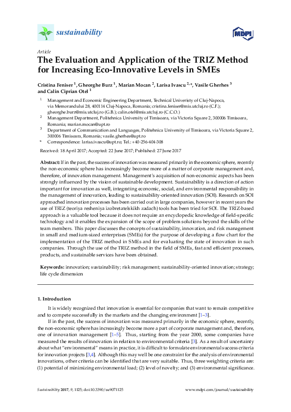 (PDF) The Evaluation and Application of the TRIZ Method for Increasing ...