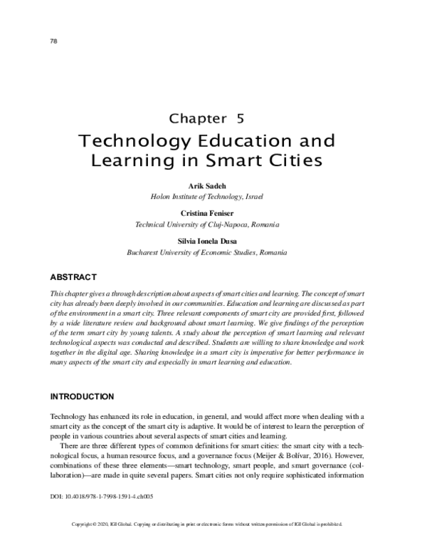 (PDF) Technology Education and Learning in Smart Cities
