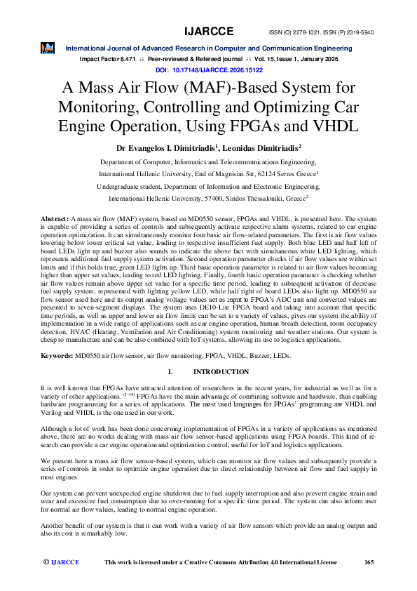 (PDF) A Mass Air Flow (MAF)-Based System for Monitoring, Controlling ...