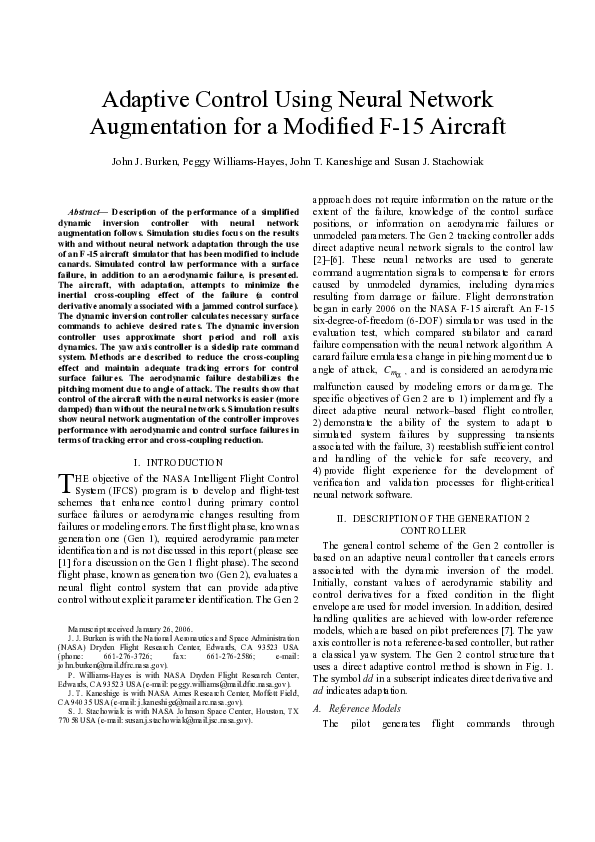 (PDF) Adaptive Control Using Neural Network Augmentation for a Modified ...