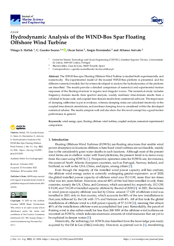 (PDF) Hydrodynamic Analysis of the WIND-Bos Spar Floating Offshore Wind ...