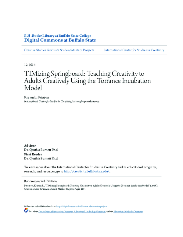 (PDF) TIMizing Springboard: Teaching Creativity to Adults Creatively ...