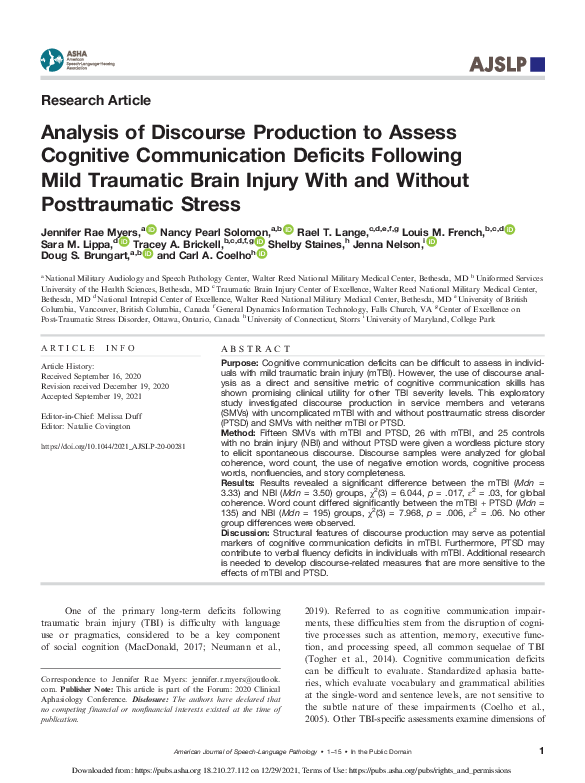 (PDF) Analysis of Discourse Production to Assess Cognitive ...