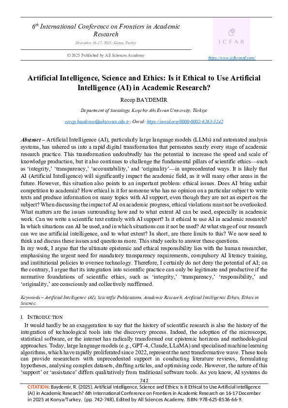 (PDF) Artificial Intelligence, Science and Ethics: Is it Ethical to Use ...