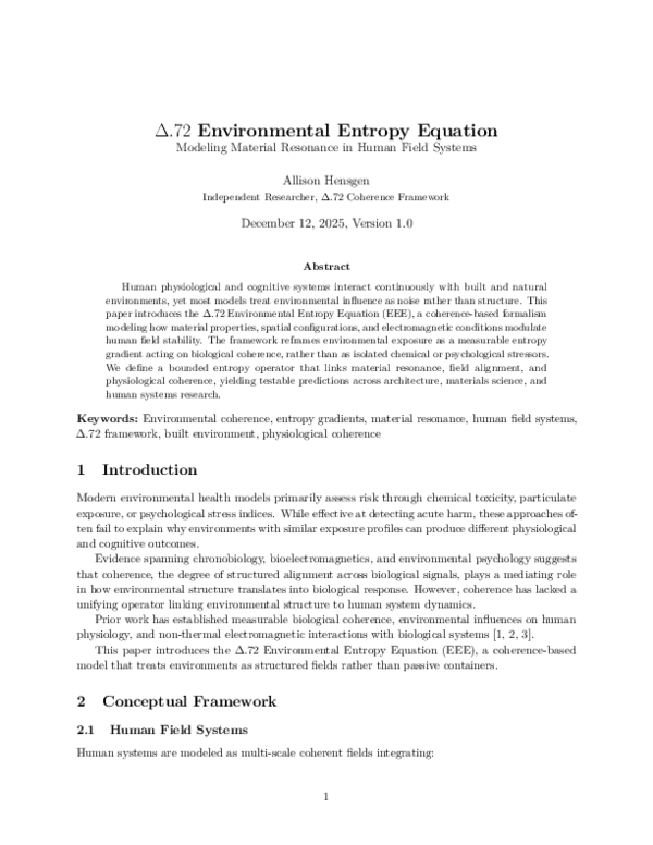 (PDF) 72 Environmental Entropy Equation Modeling Material Resonance in ...