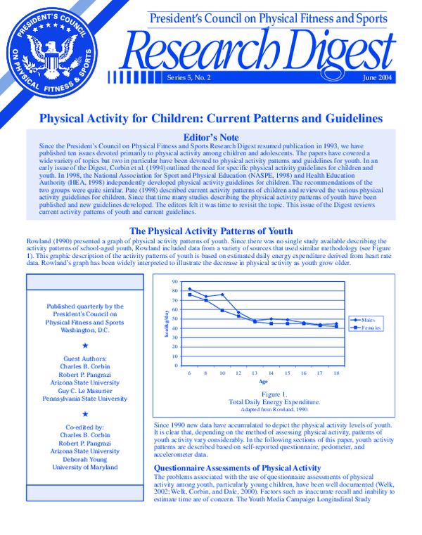 (PDF) Physical Activity for Children: Current Patterns and Guidelines