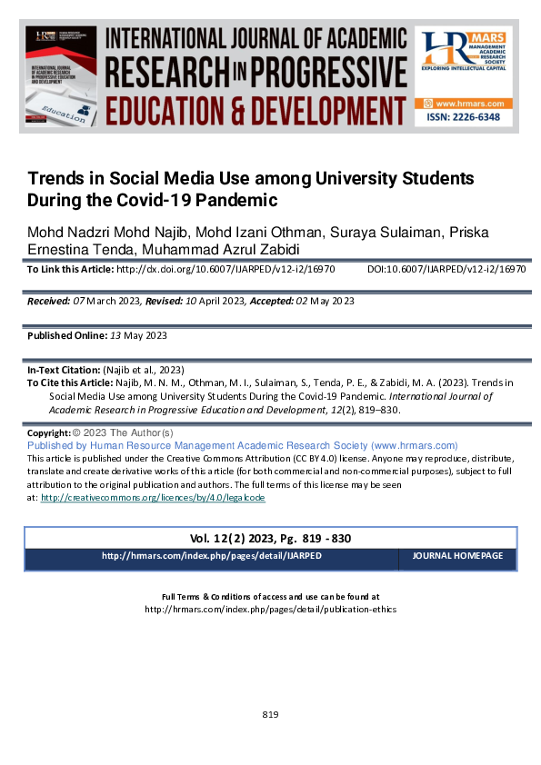(PDF) Trends in Social Media Use among University Students During the ...