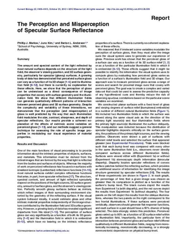 (PDF) The Perception and Misperception of Specular Surface Reflectance