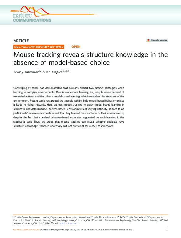 (PDF) Mouse tracking reveals structure knowledge in the absence of ...