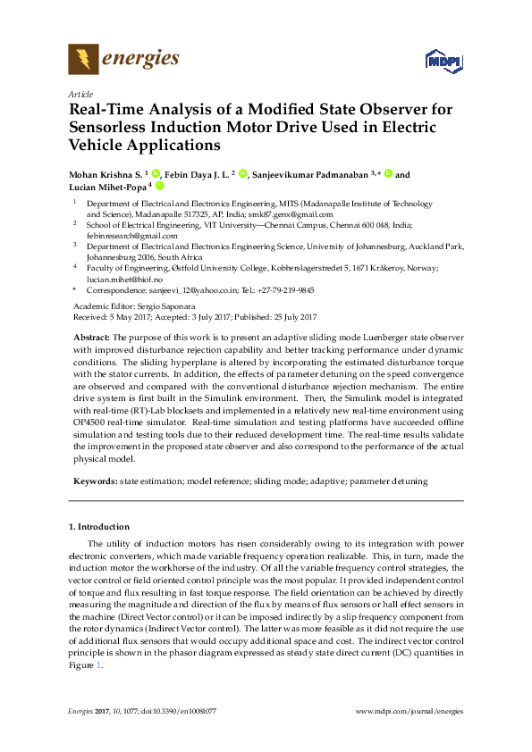 (PDF) Real-time Analysis of a Modified State Observer for Sensorless ...
