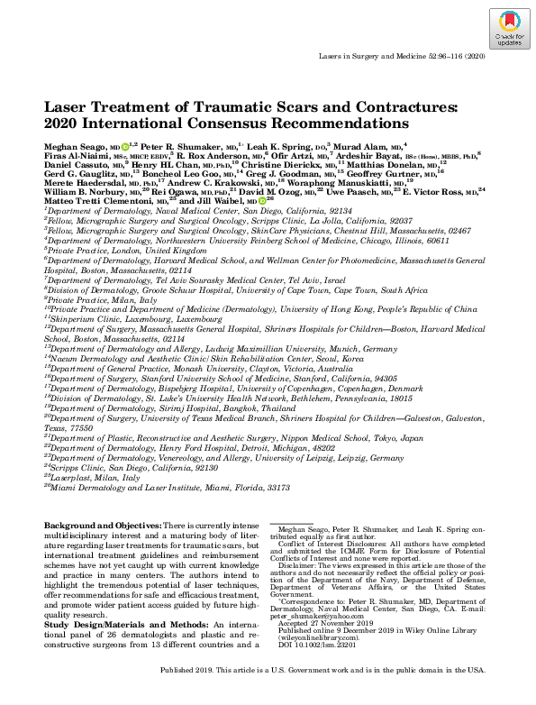 (PDF) Laser Treatment of Traumatic Scars and Contractures: 2020 ...