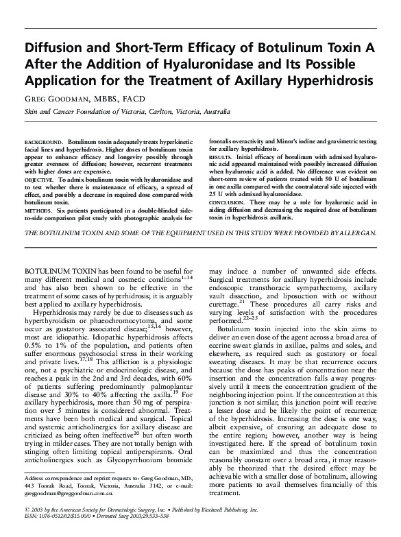 (PDF) Diffusion and Short-Term Efficacy of Botulinum Toxin A After the ...