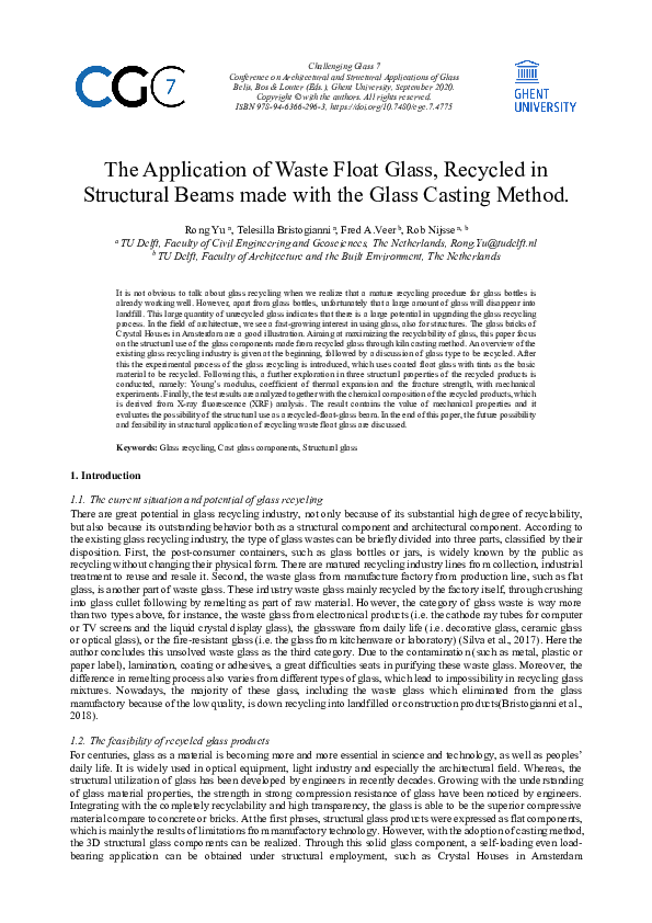 (PDF) The Application of Waste Float Glass, Recycled in Structural ...
