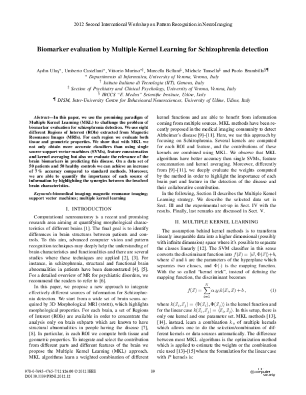 (PDF) Biomarker Evaluation by Multiple Kernel Learning for ...
