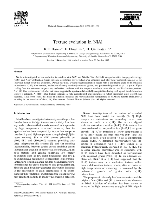 (PDF) Texture evolution in NiAl